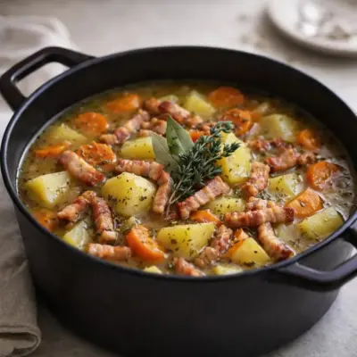 Ragoût du pauvre lardons, pommes de terre & carottes