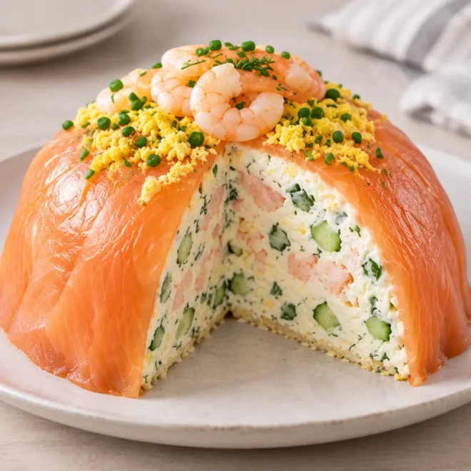 Charlotte de saumon fumé aux crevettes