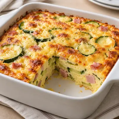 Recette clafoutis salé, courgettes et jambon