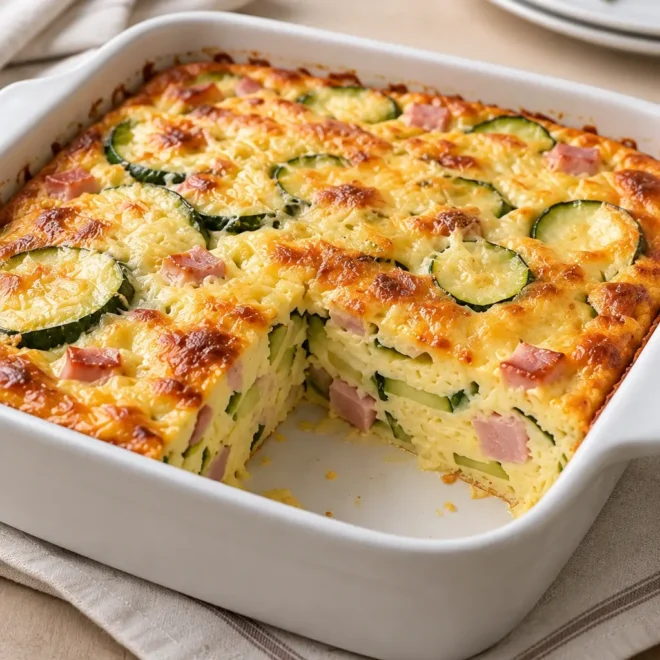 Recette clafoutis salé, courgettes et jambon