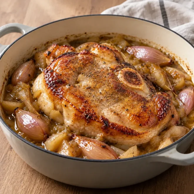 Recette poulet rôti aux échalotes en cocotte