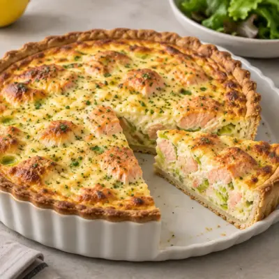 Recette quiche saumon poireaux facile et fondante