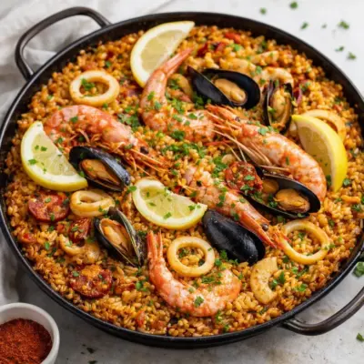 Riz au chorizo et fruits de mer : paella facile