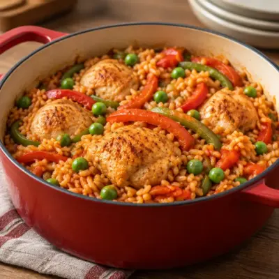Riz au poulet recette facile en cocotte
