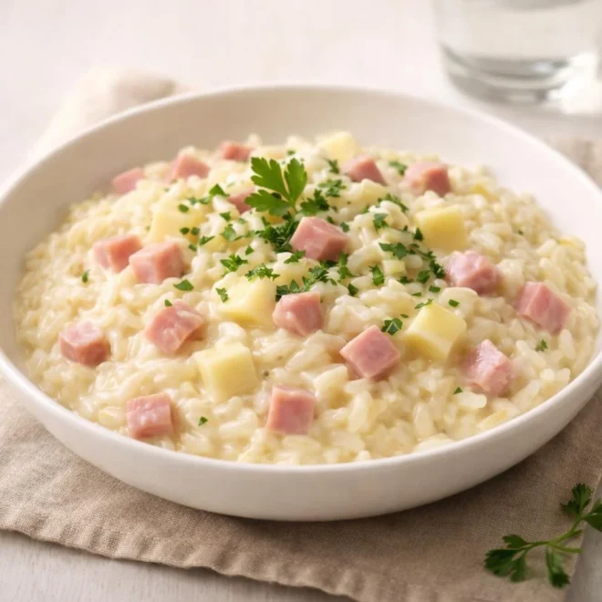 Riz crémeux jambon fromage façon risotto (20 min)