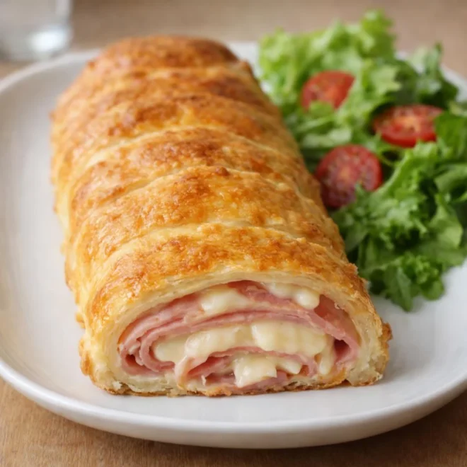 Roulé de jambon au fromage en pâte feuilletée