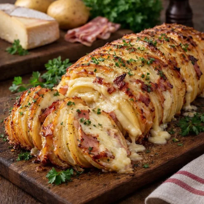 Rôti de pommes de terre au bacon et reblochon