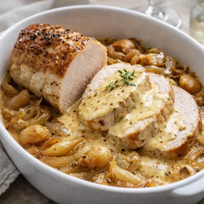Recette rôti de porc à la sauce moutarde