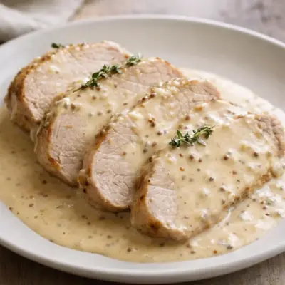 rôti de porc à la sauce moutarde crémeuse, facile