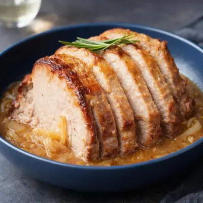 Recette rôti de porc au four : moelleux & jus ail-herbes