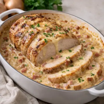 Rôti de porc au Maroilles et crème : sauce fondante