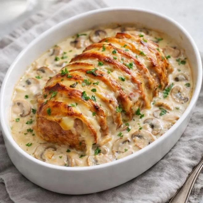 Rôti de porc Orloff aux champignons à la crème