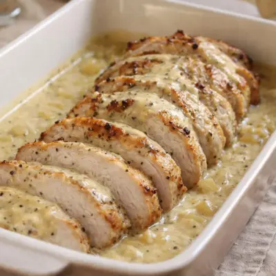 Rôti de porc sauce moutarde Dijon crémeuse