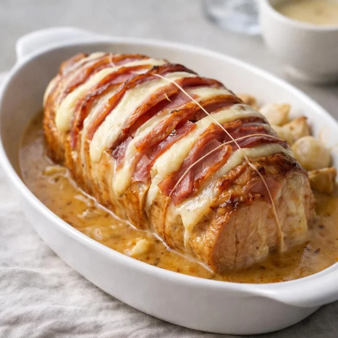 Recette rôti de veau Orloff : jambon & fromage