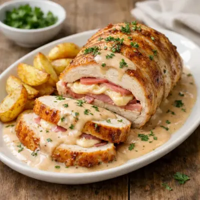 Rôti de dinde Orloff jambon mozzarella au four