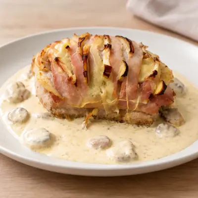 Rôti Orloff au veau, crème et gruyère gratiné