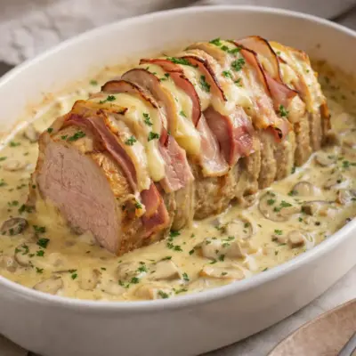 Rôti québécois façon Orloff : jambon, mozzarella, crème