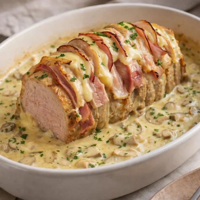 Rôti québécois façon Orloff : jambon, mozzarella, crème