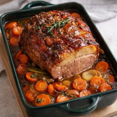 Rouelle de porc mijotée au vin blanc : fondante