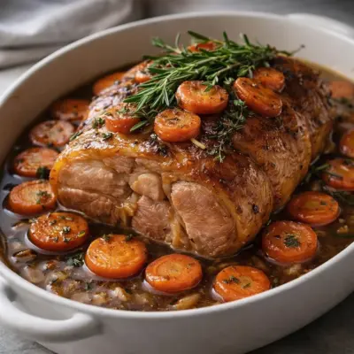 Rouelle de porc mijotée au vin blanc et carottes
