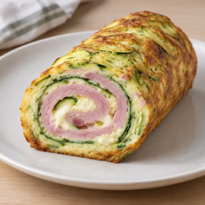 Roulé de courgettes au jambon et au fromage