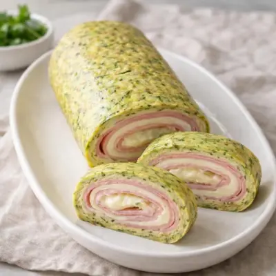 Roulé de courgettes au jambon et au fromage