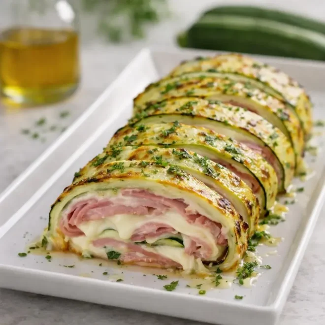 Recette roulé de courgettes au jambon fondant