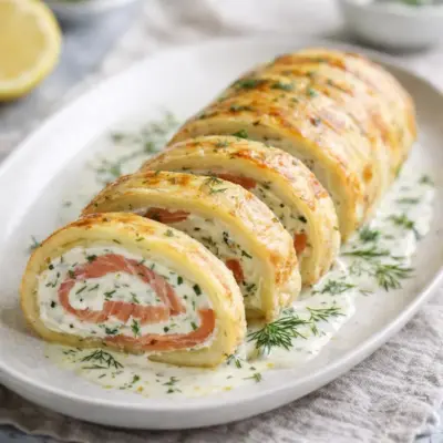 Roulé de pommes de terre au saumon fumé, aneth-citron