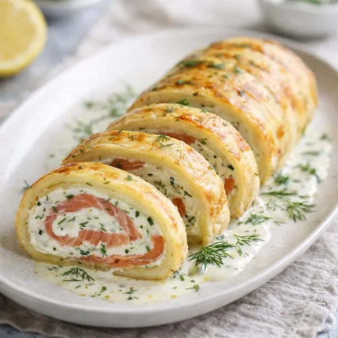 Roulé de pommes de terre au saumon fumé, aneth-citron