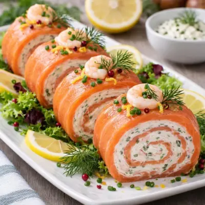Roulé de saumon fumé à la mousse de crevettes