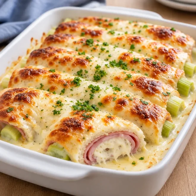 Roulés de jambon et fromage gratinés faciles