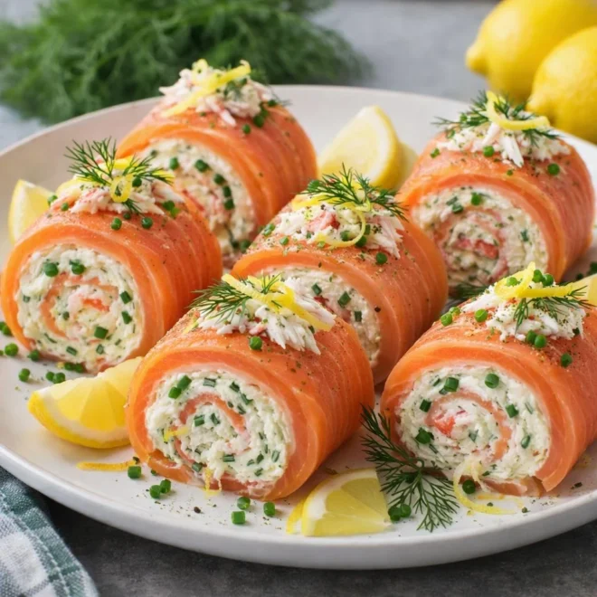 Roulés de saumon fumé au crabe et citron : frais