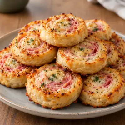 Roulés feuilletés au jambon et au fromage