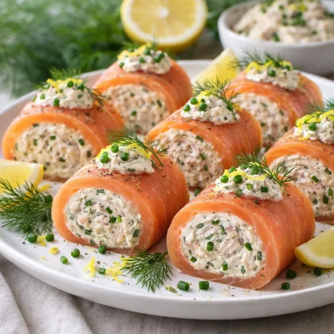 Roulés de saumon fumé à la mousse de thon citronnée