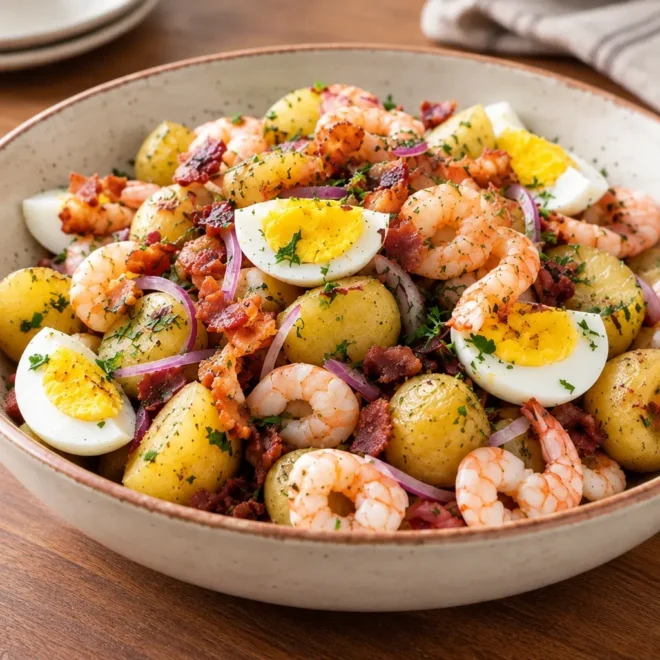 Salade de pommes de terre aux crevettes