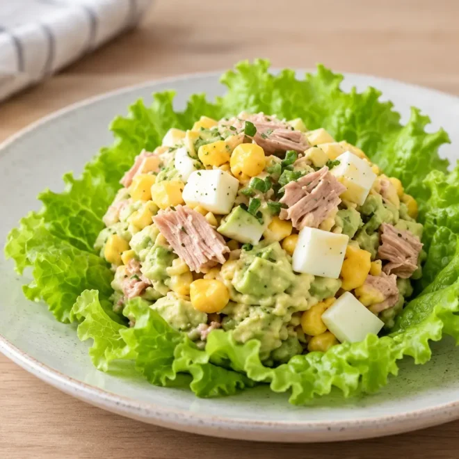 Salade de thon, avocat, maïs et œuf facile