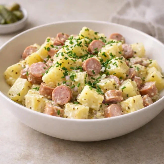 Salade de pommes de terre aux cervelas, moutarde