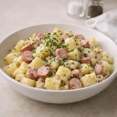 Salade de pommes de terre aux cervelas : sauce crémeuse
