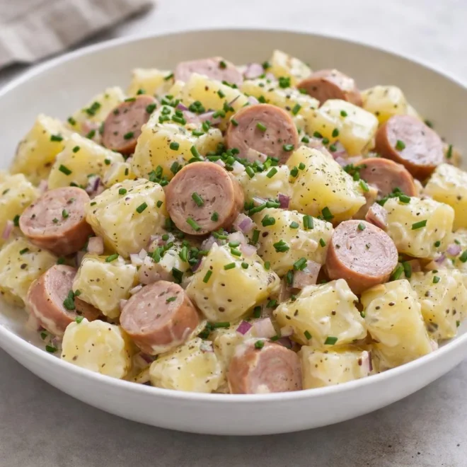 Salade de pommes de terre aux cervelas, sauce crémeuse