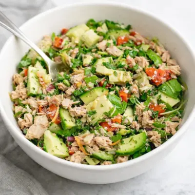 Salade de thon healthy keto whole30 avocat concombre