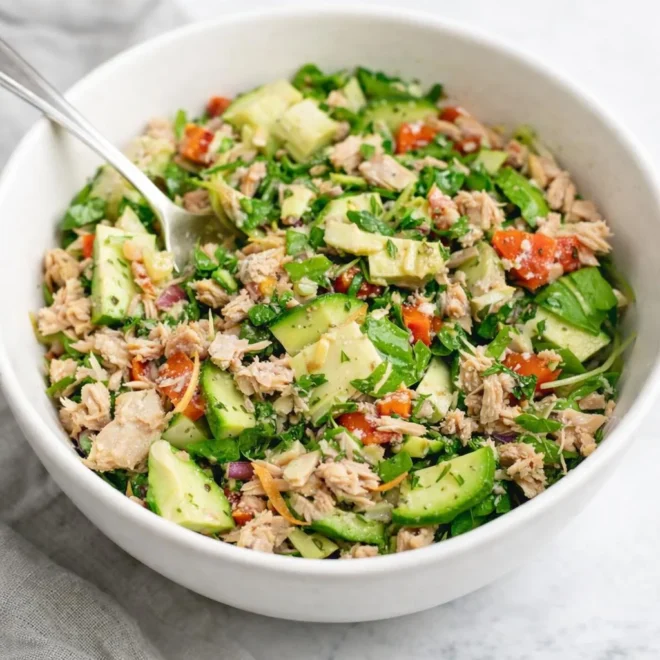 Salade de thon healthy keto whole30 avocat concombre