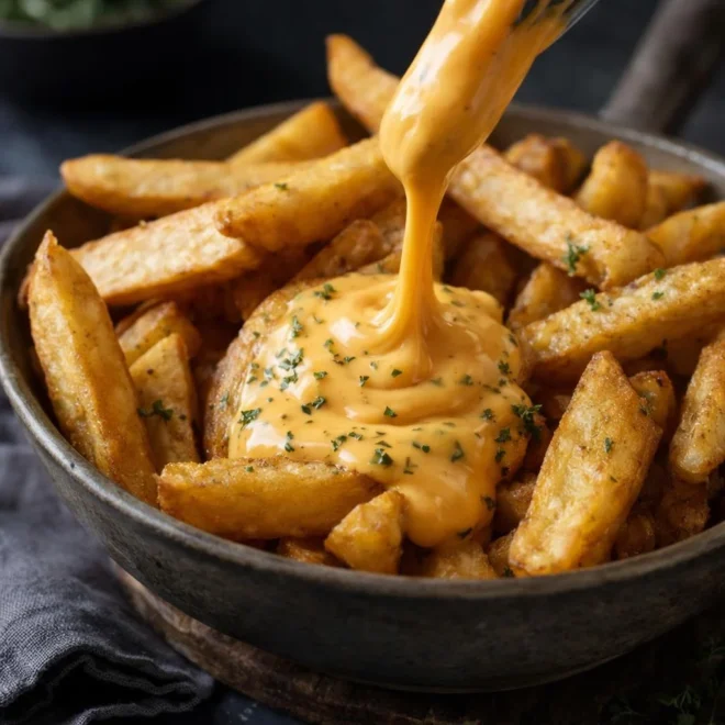 Sauce fromage cheddar ultra crémeuse : parfaite pour frites