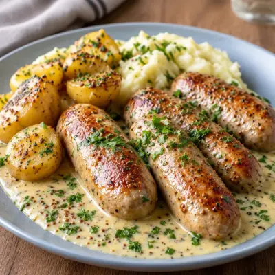 Saucisses à la sauce crémeuse à la moutarde