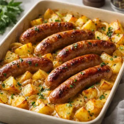 Saucisses au four moutarde pommes de terre