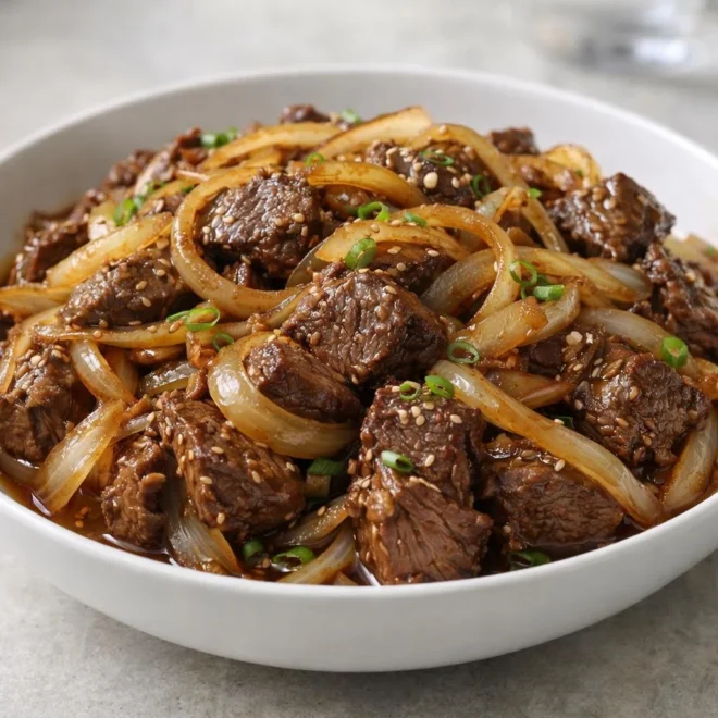 Sauté de bœuf aux oignons sauce soja (25 min)