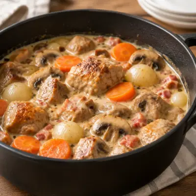 Sauté de veau à la crème facile et fondant