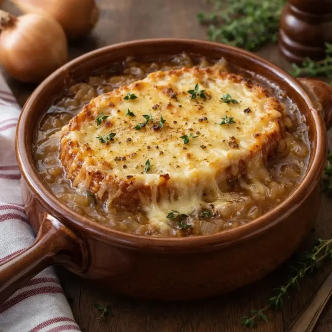 Recette soupe à l’oignon gratinée au comté