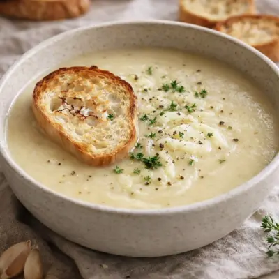 Soupe à l’ail à la française traditionnelle onctueuse