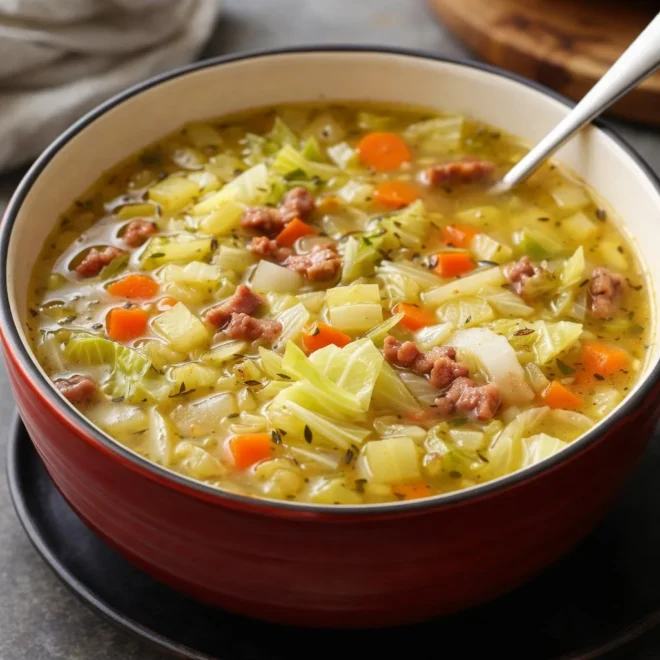 Recette soupe au chou mijotée aux lardons