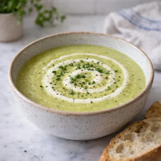 Soupe de poireaux au Boursin et courgettes : velouté vert tout doux, ultra réconfortant